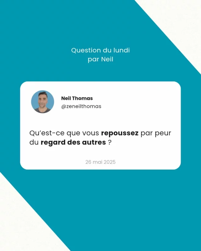 🚀 Prêts pour la question du lundi par Neil ?

💡 Nouvelle semaine, nouveau coup de booster et la question du lundi par Neil.

Il y a ce petit déclic qui manque parfois.
Juste un coup de pouce 
Juste un petit coup de pied aux fesses, non ?

N'oubliez pas que l'avis des autres, c'est avant tout la vie des autres. 

Partagez si vous voulez.😉

#mondaymotivation #lundimatinbonjour #lundiquestion #lundimotivation #neilthomas #questiondulundi #objectif #objectifs #zeneilthomas #penseepositive #penséepositive #motivation #penseepositivedujour #motivationdujour #passeralaction #regarddesautres #comparaison